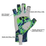 KastKing Sol Armis Sun Gloves UPF50+ Fishing Gloves UV Protection Gloves Sun Protection Gloves Men Women for Outdoor, Kayaking, Rowing (J: Blue Tang Prym1, Large-X-Large)