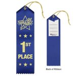 RibbonsNow Track & Field Ribbons 1st – 6th Place, 72 Total Ribbons – 12 Each Place with Card & String