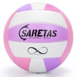 saretas Volleyball,Beach Volleyball Official Size for Outdoor/Indoor Play,Colorful Soft Volley Balls for Girls Women Youth Juniors and Teens Practice Volleyballs with Pump Needles for Backyard