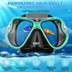 PIYAZI Snorkeling Gear for Adults Kids, Dry Snorkeling Set, Panoramic Anti-Leak and Anti-Fog Tempered Glass Lens, Adjustable Strap Snorkel Set with Mesh Bag Ear Plug for Snorkeling Scuba Diving Travel