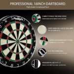Pennpliy Bristle Dart Board Set for Adults, Professional 18″ Steel Tip Outdoor Dartboard Set, High-Grade Compressed Sisal Metal Wire Board with Rotating Number Ring Includes 6pcs 18g Darts