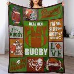 Rugby Football Blanket Football Gifts for Boys Men Motivational Rugby Throw Blanket for Couch Sofa Bed Soft Warm Flannel Fleece for Girls Kids Adults 40″x50″