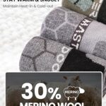 OutdoorMaster Merino Wool Ski Socks, 3-Pack Over The Calf Non-Slip Cuff for Men & Women, Winter Compression Thermal Socks for Skiing, Snowboarding, Outdoor Sports