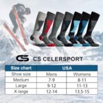 CS CELERSPORT 3 Pack Wool Ski Socks for Men and Women Skiing, Snowboarding, Cold Weather, Winter Performance Socks, Black+Dark Grey+Light Grey, Large
