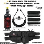 Maddog 4+1 Paintball Harness with (4) Paintball Pods, 48ci/3000psi Compressed Air HPA Paintball Tank & Standard Remote Coil Accessory Package