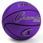 Champion Sports Rubber Junior Basketball, Heavy Duty – Pro-Style Basketballs – Premium Basketball Equipment, Indoor Outdoor – Physical Education Supplies (Size 5, Purple) (RBB2PR