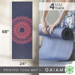 Gaiam Yoga Mat Classic Print Non Slip Exercise & Fitness Mat for All Types of Yoga, Pilates & Floor Workouts, Pink Marrakesh, 4mm, 68″L x 24″W x 4mm Thick