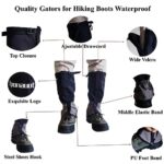 Gaiters for Hiking Boots Waterproof Snow Boot Gators fit Snowshoeing Adjustable Leg Gaiters for Men Women Lightweight Hiking Gaiters for Trail Running, Hunting, Backpacking, Weed Eating Leg Protectors