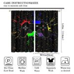 Gamepad Curtains for Boys Girls Teens Colorful Game Controller Thermal Insulated Room Curtains for Living Room, 42×45 Inch Decor