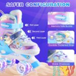 Kids Roller Skates, Adjustable Size Girl Roller Skates for Kids Beginner, Toddlers Roller Skate with 8 Light Up Wheels, Outdoor Roller Skating for Boys, Girls, Skating Shoes for Ages 3-12