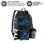 TYR Big Mesh Mummy Backpack for Swim, Gym and Workout Gear, Black, 40-Liter Capacity