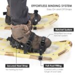 AMBIO Snowshoes for Men Women Youth Kids, Lightweight Aluminum Snow Shoes with Trekking Poles and Carrying Tote Bag (Yellow, 21 Inch)