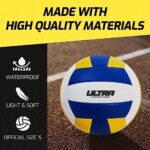 Ultra Sporting Goods Beach Volleyball Ball and Pump – Official Size 5 Volleyball for Indoor and Outdoor Play – Soft Volleyball for Beginners, Kids, and Professionals – Play on Sand, Court, or Grass