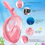 Ezire Kids Snorkel Mask Full Face, Snorkeling Gear for Kids 2-14 with Camera Mount, 180 Degree Panoramic View Snorkeling Set Anti-Fog Anti-Leak (Blue Pink)