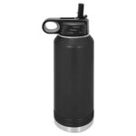 LaserGram 32oz Double Wall Flip Top Water Bottle With Straw, Water Polo Player, Personalized Engraving Included (Black)
