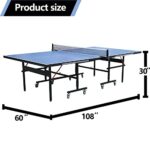 Tiktun Ping Pong Table, Foldable Tennis Table,with 2 Table Tennis Paddles and 3 Balls, Indoor/Outdoor Portable Table Tennis Game with Net,Blue,Medium