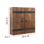 Hathaway Drifter Solid Wood Dartboard & Cabinet Set, Rustic Oak, 6″ L W x 25″ H