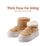 DREAM PAIRS Women’s Warm Winter Snow Boots Moon Boots Womens Ankle Boots Faux Fur Lined Waterproof Mid Calf Booties Comfortable Insulated Outdoor Non-Slip Lace-Up Shoes Tan Furry Size 8