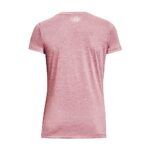 Under Armour Womens Tech V-Neck Twist Short-Sleeve T-Shirt, (700) Pink Elixir/White/Metallic Silver, Large