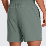 CRZ YOGA Men’s 2 in 1 Running Shorts with Liner – 7” Quick Dry Workout Sports Athletic Shorts with Pockets Grey Sage Medium