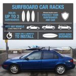 Ho Stevie! Surfboard Car Roof Rack Padded System (Holds Up to 3 Boards) Fits Any Car, Silicone Buckle Covers Prevent Damage