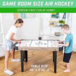 GoSports 48 Inch Air Hockey Arcade Table for Kids – Includes 2 Pushers, 3 Pucks, AC Motor, and LED Scoreboard – Oak or Black