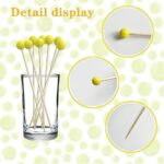 200Pcs Tennis Cocktail Toothpicks,4.7 inch Long Fruit Toothpicks Sports Ball End Cocktail Skewers Wooden Decorative Cocktail Picks for Appertizes Fruit Food Tennis Theme Sport party favors