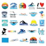100 Pcs Swimming Stickers, Vinyl Waterproof Swimming Stickers for Water Bottles, Laptop, Notebook, Scrapbook, Luggage, Cell Phone, Helmet