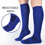 LO SHOKIM 3 Pairs Boys Soccer Socks Kids Football Socks Girls Knee High Socks Baseball Softball Athletic Sports Tube Stockings Kids (Black+White+Blue, S)