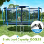 Zupapa Trampolines No-Gap Design 1500 LBS Weight Capacity 16 15 14 12 10 8FT for Kids Children with Safety Enclosure Net Outdoor Backyards Large Recreational Trampoline