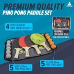 JOOLA Family Premium Table Tennis Bundle Set – 4 Regulation Ping Pong Paddles, 10 Training 40mm Ping Pong Balls, and Carrying Case – For Training and Recreational Play – Indoor and Outdoor Compatible