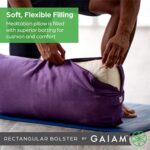 Gaiam Yoga Bolster – Long, Rectangular Meditation Pillow – Supportive Cushion for Restorative Yoga and Sitting on the Floor – Built-In Carrying Handle – Machine Washable Cover – Purple