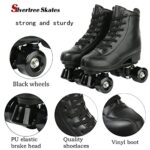 Roller Skates PU Leather High-top Roller Skates Four-Wheel Roller Skates Shiny Roller Skates with Carry Bag for Girls and Boys (Black Wheel,US:8)