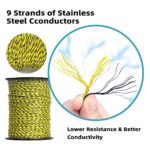 Upgraded Electric Fence Poly Wire 1312 Feet 400 Meters, 9 Stainless Steel Strands Electric Fence for Livestock, 1/8″ Diameter Portable Electric Fencing