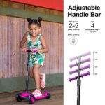 6KU Scooters for Kids 3-5 Year Old with Flash Wheels, Toddler Scooter 4 Adjustable Height, Extra-Wide PU LED Wheels, 3 Wheel Scooters for Girls & Boys (Purple)