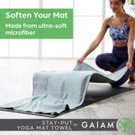 Gaiam Stay Put Yoga Towel Mat (Fits Over Standard Size – 70″L x 26″W), Lake, Large
