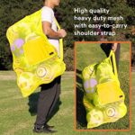 Fitdom Extra Large Heavy Duty Mesh Bag. Best for Soccer Ball, Water Sports, Beach Cloth, Swimming Gears. Adjustable Shoulder Strap. Secure Side Pocket