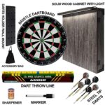 GOOSO Dart Board Cabinet Set with 18 Inch Bristle Dartboard, Darts Holder Wall Mounted, Darts Throw Line, and Ready-to-Play Bundle with Steel Tip Darts Set