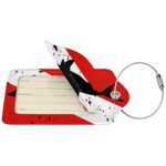 Vintage Shark Scuba Dive Flag Leather Baggage Bag Luggage Tag with Privacy Cover Set of 2 for Women Men Travel