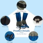 Omoojee Leg Gaiters for Men & Women, Adjustable Boot Gaiters for Hiking, Walking, Climbing, and Snowshoeing (Blue, 1 Pair)