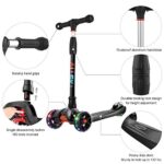 Allek Kick Scooter B02, Lean ‘N Glide Scooter with Extra Wide PU Light-Up Wheels and 4 Adjustable Heights for Children from 3-12yrs (Black)