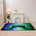 Meeting Story Gamer Gaming Area Rug Tie Dye Lightnings Gamepad Rug Games Console Action Buttons Print Carpet Indoor Floor Sofa Rugs for Kids Bedroom Living Room Game Room Decor(Blue-Green,3 * 5 Feet)