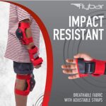 Flybar Knee and Elbow Pads, Wrist Guards Protective Safety Gear Set – Multi Sport Protection for Skateboarding, BMX, Pogoing, Inline Skating, Scooter – Kids, Teen & Adult Sizes (Red, Medium)