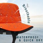 Seektop Surf Bucket Hat with UPF 50+ UV Protection, Waterproof Sun Hat with Adjustable Chin Strap for Surfing, Water Sports Orange