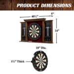Barrington Billiards Sherwood Wood Dartboard Display Cabinet With 18” Bristle Dartboard and Steel Tip Dart Set