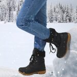 mysoft Women’s Waterproof Snow Boots Insulated Warm, Lace-Up Winter Mid Calf Duck Boots for Outdoor