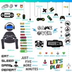 56 Pieces Gamer Wall Decals Gamer Wall Sticker Gaming Controller Joystick Wall Decals Removable Video Games Wall Stickers Game Boy Wall Art for Bedroom Playroom Decoration (Black White)
