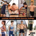 LALAHIGH Portable Home Gym System: Large Compact Push Up Board, Pilates Bar & 20 Fitness Accessories with Resistance Bands Ab Roller Wheel – Full Body Workout for Men and Women, Gift for Boyfriend