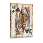 Poker Canvas Wall Art Print Queen of clubs Game Room Wall Art Print Wall Decor Prints Poster With Framed