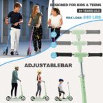 Kick Scooter for Ages 6+,Kid, Teens & Adults. Max Load 240 LBS. Foldable, Lightweight, 8IN Big Wheels for Kids, Teen and Adults, 3 Adjustable Levels. Bearing ABEC7